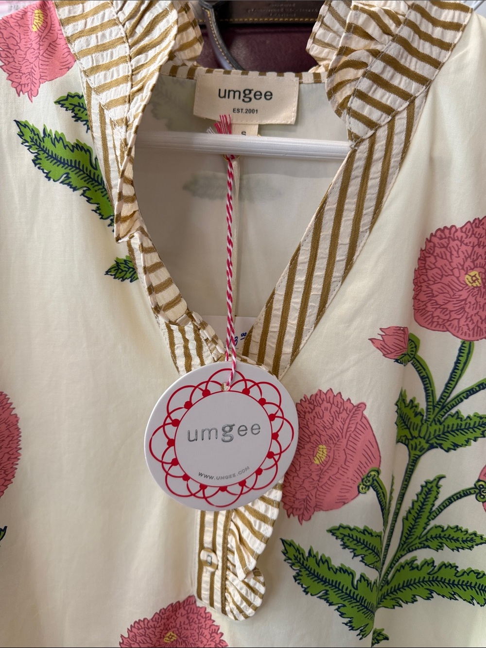 Umgee Cream Midi Dress with Pink & Green Floral Print - Picture 2 of 6